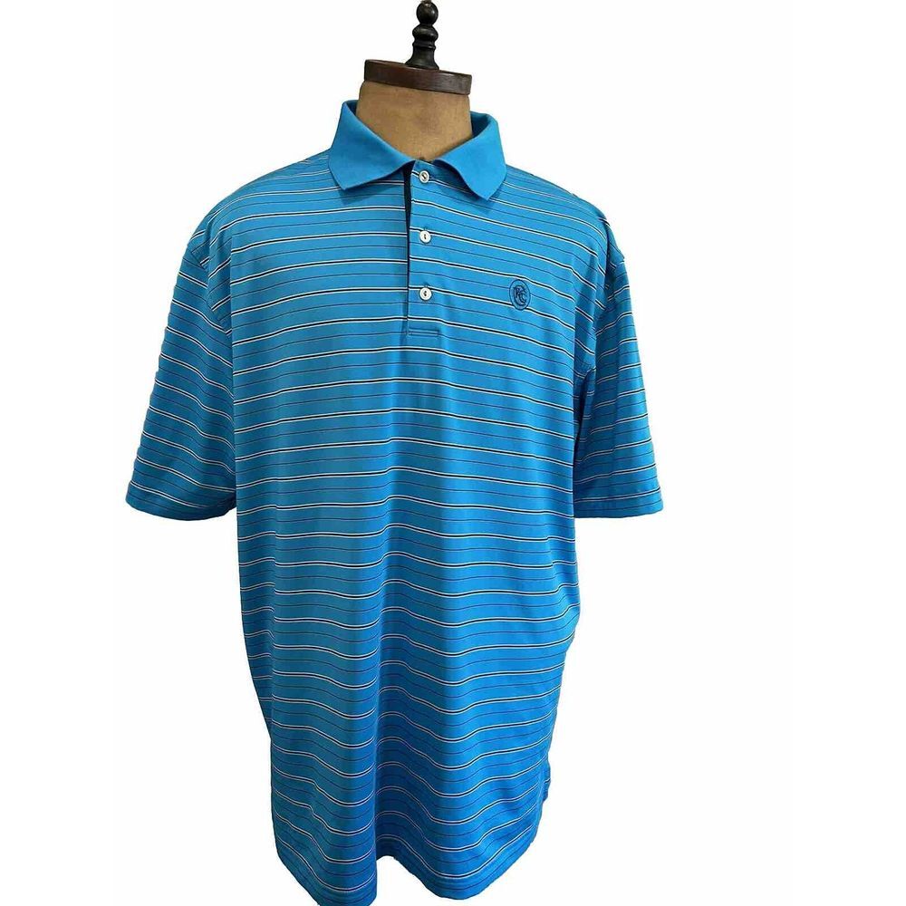 Peter Millar Summer Comfort Teal Blue Club Logo‎  Golf Polo Preppy Size XL